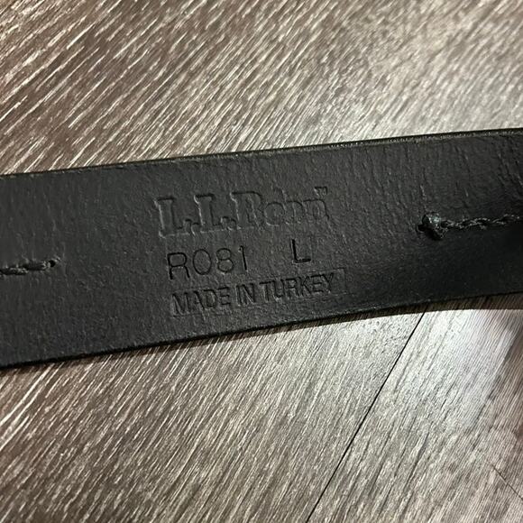 Vintage L.L.Bean Black Leather Beaded Belt Sz L Brass Buckle Western Boho Unisex - Picture 6 of 12